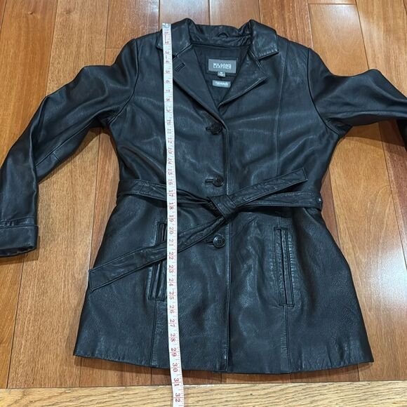 Wilsons Vintage Leather Black Belted Lined Jacket Size M - Picture 11 of 11